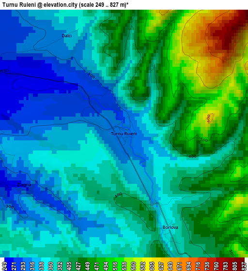 Turnu Ruieni elevation map