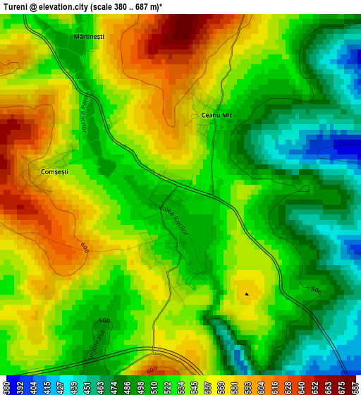 Tureni elevation map