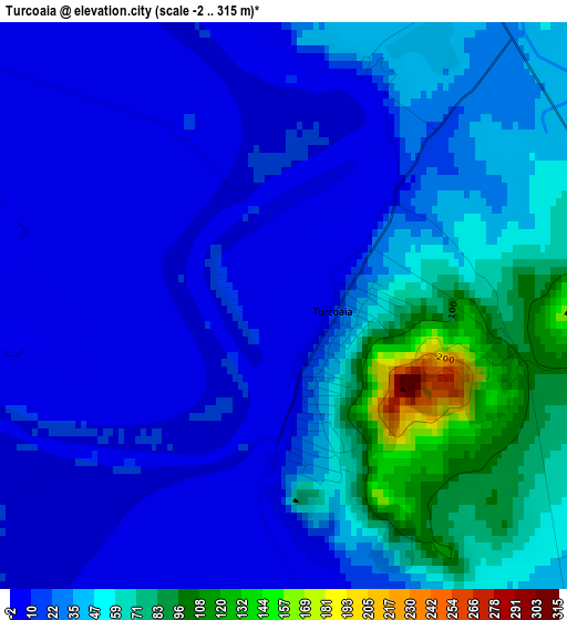 Turcoaia elevation map