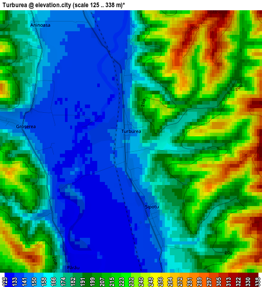 Turburea elevation map