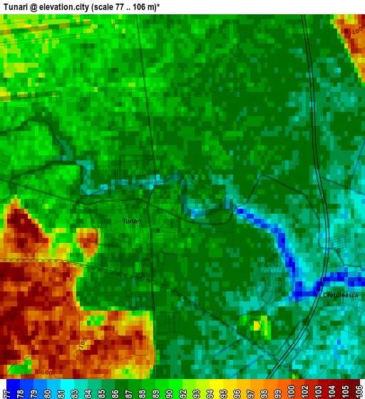 Tunari elevation map