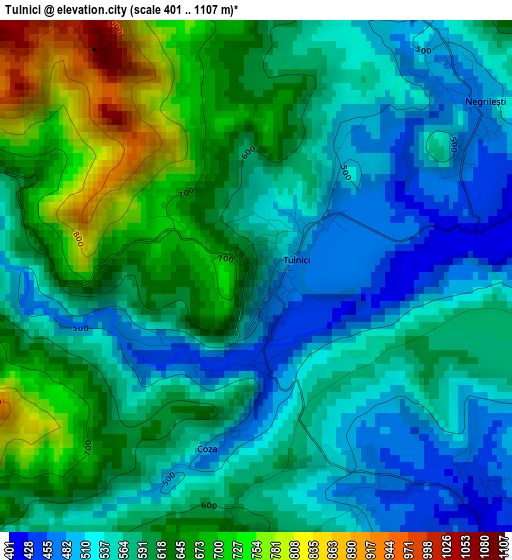 Tulnici elevation map