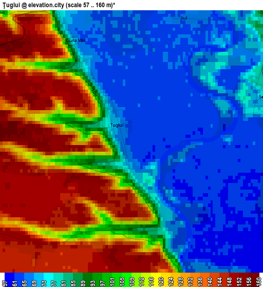 Ţuglui elevation map