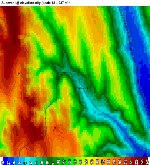 Suceveni elevation map