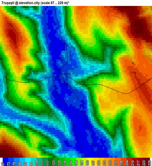 Truşeşti elevation map