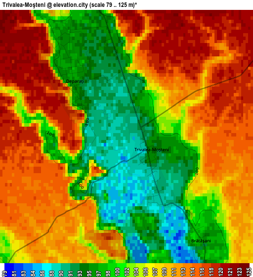 Trivalea-Moşteni elevation map