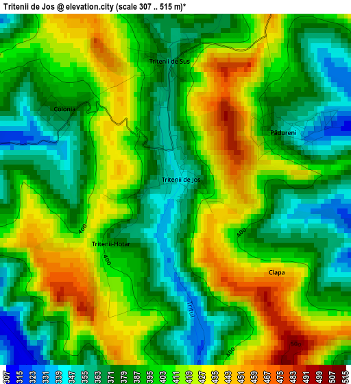 Tritenii de Jos elevation map