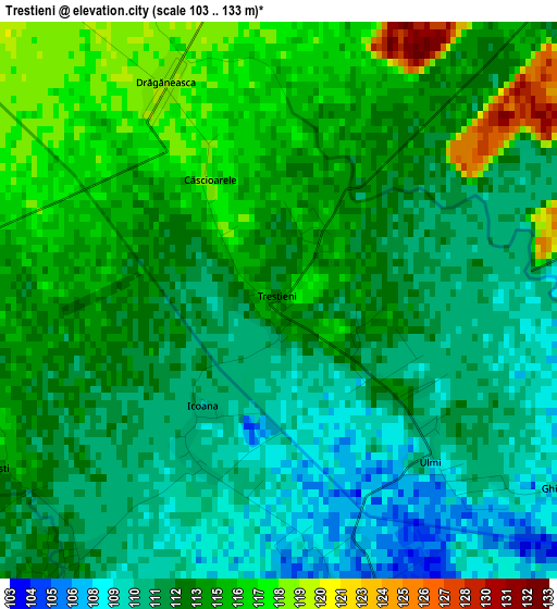 Trestieni elevation map