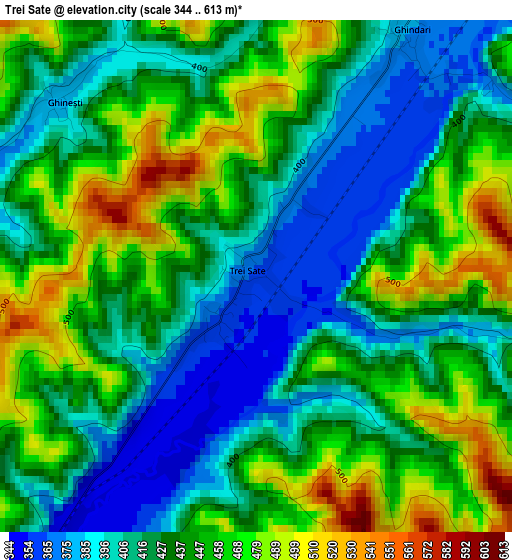 Trei Sate elevation map