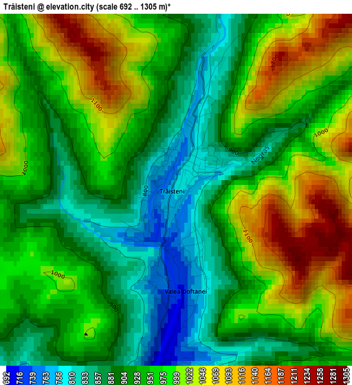 Trăisteni elevation map