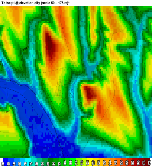 Totoești elevation map