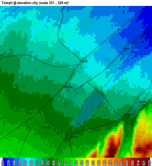 Toteşti elevation map