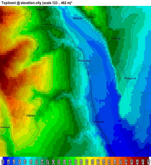 Topliceni elevation map