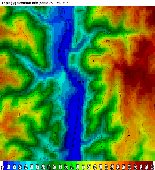 Topleţ elevation map