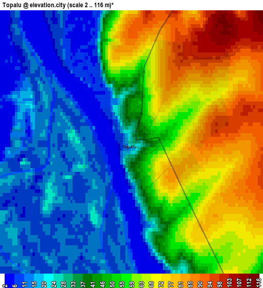 Topalu elevation map