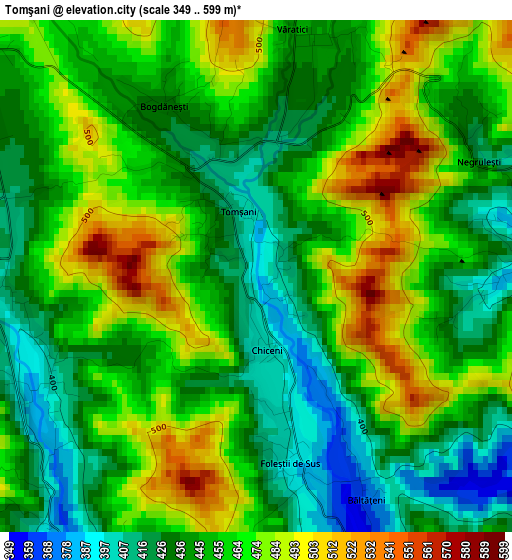 Tomşani elevation map