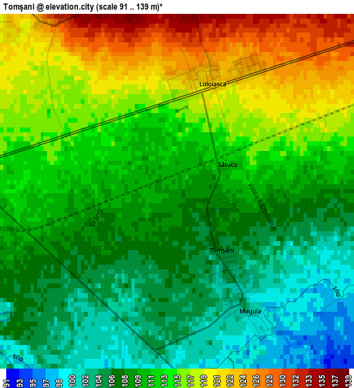 Tomşani elevation map