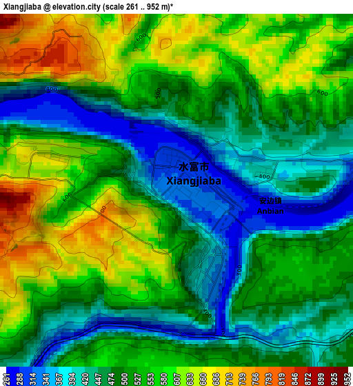 Xiangjiaba elevation map