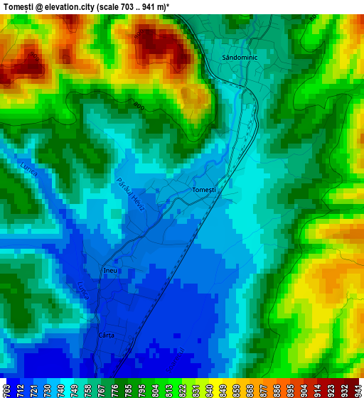 Tomești elevation map