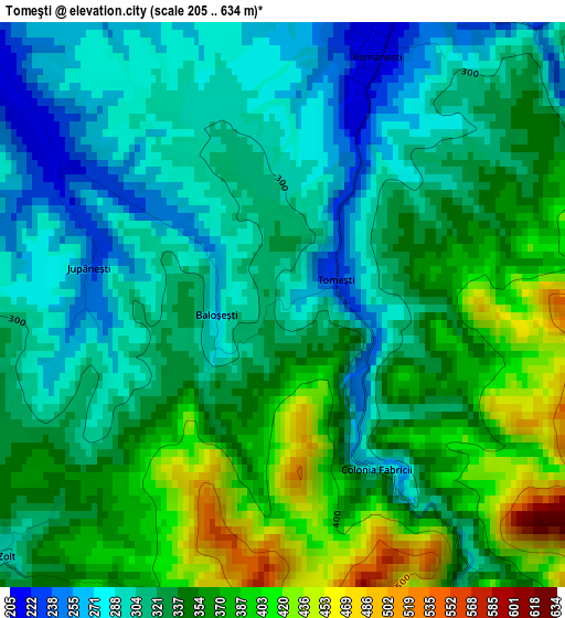 Tomeşti elevation map