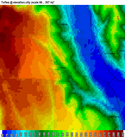 Toflea elevation map