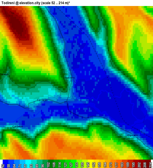 Todireni elevation map