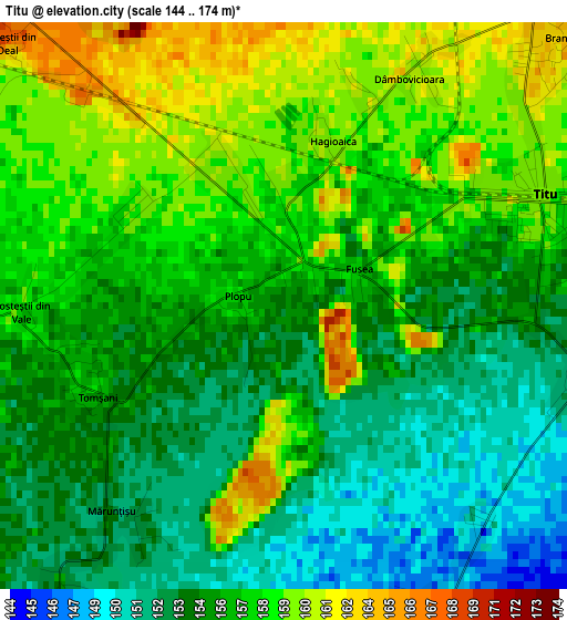 Titu elevation map