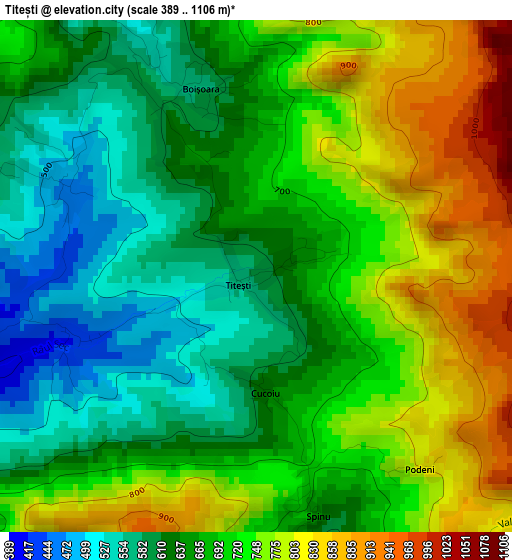 Titești elevation map