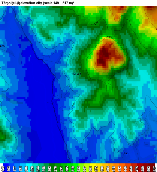 Târşolţel elevation map