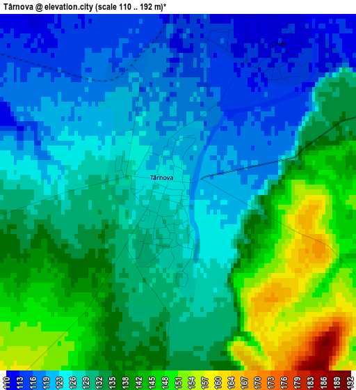 Târnova elevation map