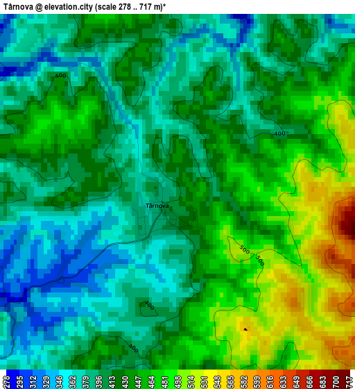 Târnova elevation map