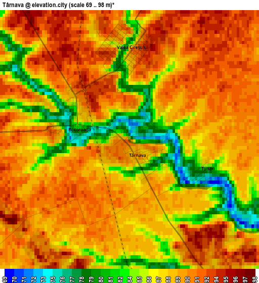 Târnava elevation map