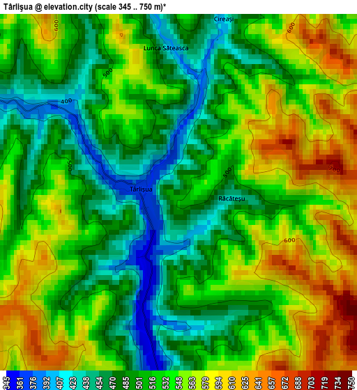 Târlişua elevation map