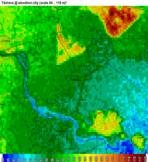 Tântava elevation map