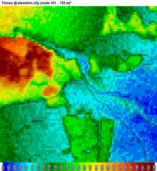 Tinosu elevation map