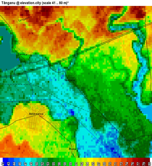 Tânganu elevation map