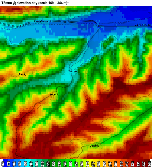 Tâmna elevation map