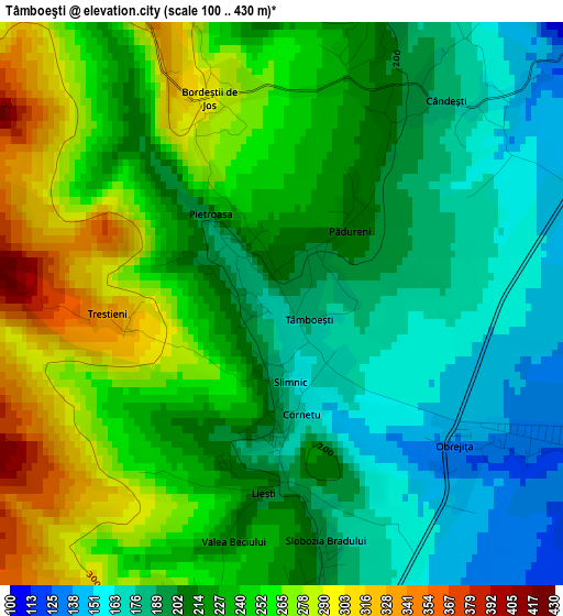 Tâmboeşti elevation map