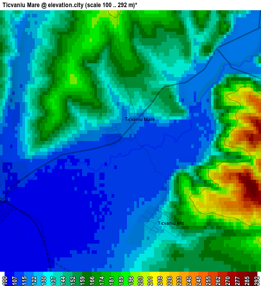 Ticvaniu Mare elevation map