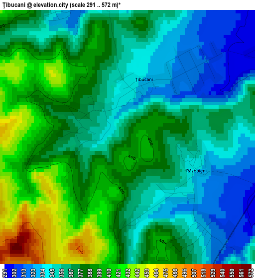 Ţibucani elevation map