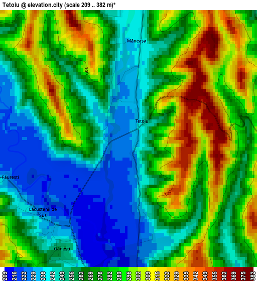 Tetoiu elevation map