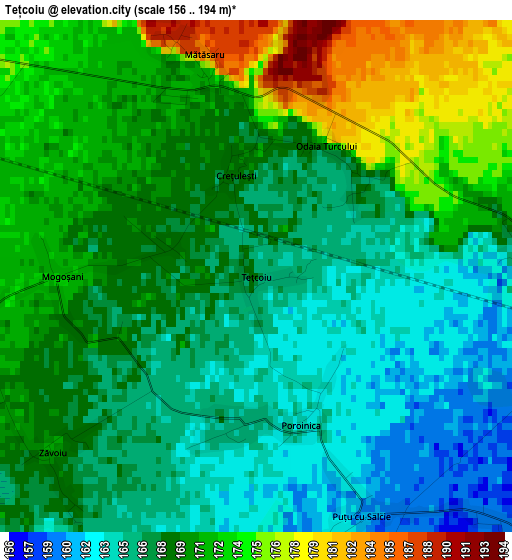 Tețcoiu elevation map