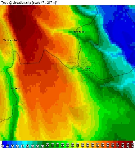 Ţepu elevation map