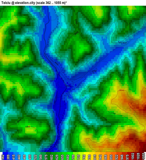 Telciu elevation map