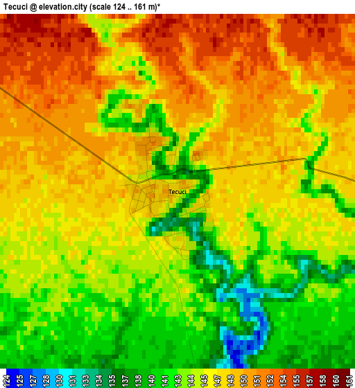 Tecuci elevation map