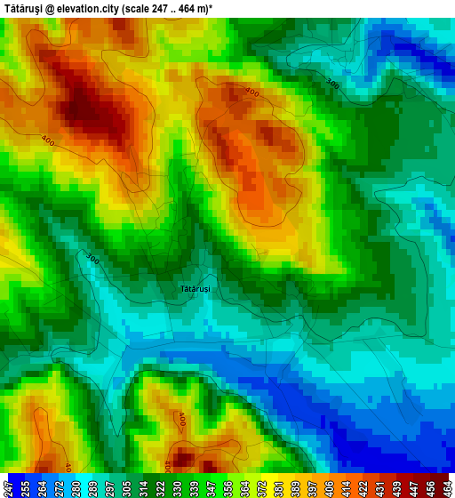 Tătăruşi elevation map