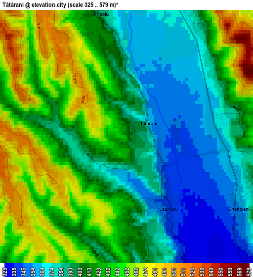 Tătărani elevation map