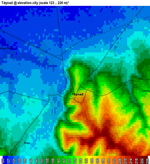 Tăşnad elevation map