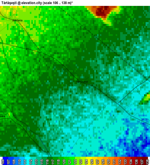 Tărtăşeşti elevation map