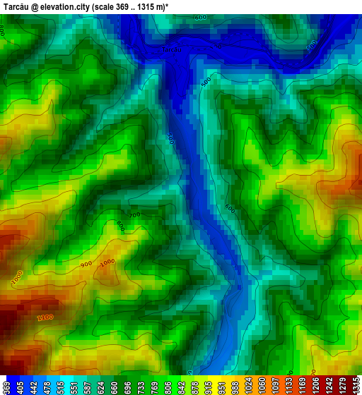 Tarcău elevation map